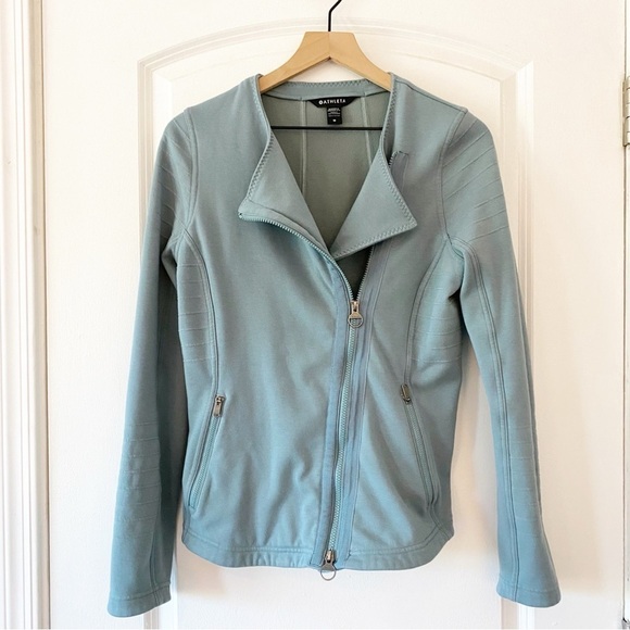 ATHLETA Moto Full Zip Sweatshirt Fleece Lined Athletic - Picture 9 of 15